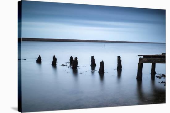 Long Exposure Landscape of Old Derelict Jetty Extending into Lake-Veneratio-Stretched Canvas