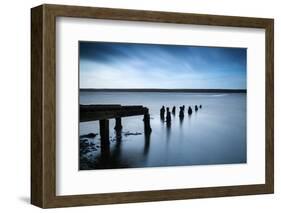 Long Exposure Landscape of Old Derelict Jetty Extending into Lake-Veneratio-Framed Photographic Print