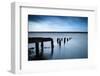 Long Exposure Landscape of Old Derelict Jetty Extending into Lake-Veneratio-Framed Photographic Print