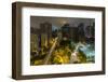 Long exposure night photography during a foggy night in downtown Sao Paulo, Brazil.-James White-Framed Photographic Print