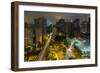 Long exposure night photography during a foggy night in downtown Sao Paulo, Brazil.-James White-Framed Photographic Print