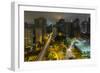 Long exposure night photography during a foggy night in downtown Sao Paulo, Brazil.-James White-Framed Photographic Print