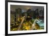 Long exposure night photography during a foggy night in downtown Sao Paulo, Brazil.-James White-Framed Photographic Print