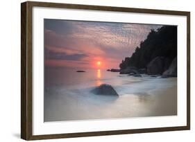 Long Exposure of a Colorful Sunrise Above Praia Do Cedrinho Beach-Alex Saberi-Framed Photographic Print