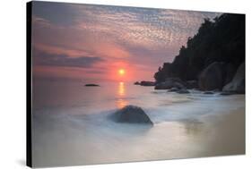 Long Exposure of a Colorful Sunrise Above Praia Do Cedrinho Beach-Alex Saberi-Stretched Canvas