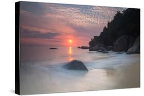 Long Exposure of a Colorful Sunrise Above Praia Do Cedrinho Beach-Alex Saberi-Stretched Canvas