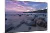 Long Exposure of a Pink Sunset at the Beach During Dusk with Rocks in the Foreground-Charlie-Mounted Photographic Print