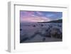 Long Exposure of a Pink Sunset at the Beach During Dusk with Rocks in the Foreground-Charlie-Framed Photographic Print