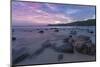 Long Exposure of a Pink Sunset at the Beach During Dusk with Rocks in the Foreground-Charlie-Mounted Photographic Print