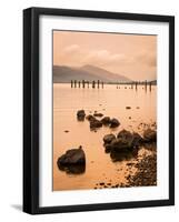 Long Exposure of a Scottish Loch and Jetty. the Mountains of the Trossachs Surround the Loch-Alan Hill-Framed Photographic Print