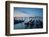 Long Exposure of Blue Gondolas at Dawn with the Church of San Giorgio Maggiore-Alex Saberi-Framed Photographic Print