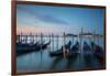 Long Exposure of Blue Gondolas at Dawn with the Church of San Giorgio Maggiore-Alex Saberi-Framed Photographic Print