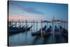 Long Exposure of Blue Gondolas at Dawn with the Church of San Giorgio Maggiore-Alex Saberi-Stretched Canvas