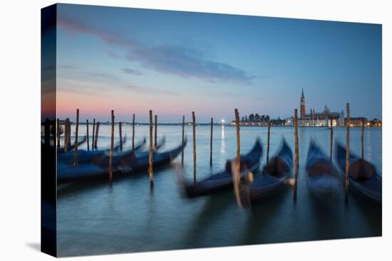 Long Exposure of Blue Gondolas at Dawn with the Church of San Giorgio Maggiore-Alex Saberi-Stretched Canvas