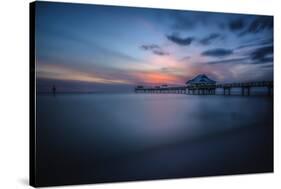 Long exposure of Clearwater Beach Pier, Florida. At sunset-Sheila Haddad-Stretched Canvas