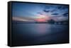 Long exposure of Clearwater Beach Pier, Florida. At sunset-Sheila Haddad-Framed Stretched Canvas