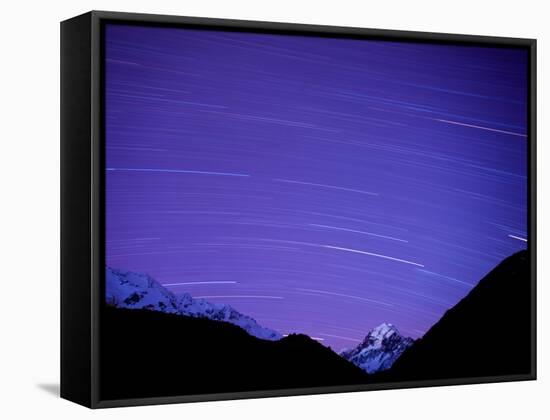 Long Exposure of Night Sky over Aoraki Mount Cook National Park, UNESCO World Heritage Site, South -Ben Pipe-Framed Stretched Canvas