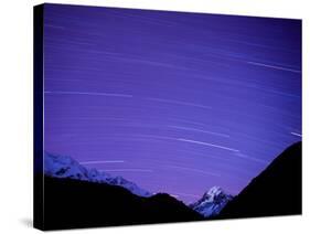 Long Exposure of Night Sky over Aoraki Mount Cook National Park, UNESCO World Heritage Site, South -Ben Pipe-Stretched Canvas