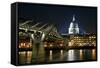 Long Exposure of St Paul's Cathedral in London at Night with Reflections in River Thames-Veneratio-Framed Stretched Canvas