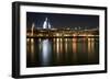 Long Exposure of St Paul's Cathedral in London at Night with Reflections in River Thames-Veneratio-Framed Photographic Print