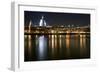 Long Exposure of St Paul's Cathedral in London at Night with Reflections in River Thames-Veneratio-Framed Photographic Print