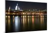 Long Exposure of St Paul's Cathedral in London at Night with Reflections in River Thames-Veneratio-Mounted Photographic Print