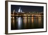 Long Exposure of St Paul's Cathedral in London at Night with Reflections in River Thames-Veneratio-Framed Photographic Print