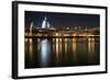 Long Exposure of St Paul's Cathedral in London at Night with Reflections in River Thames-Veneratio-Framed Photographic Print