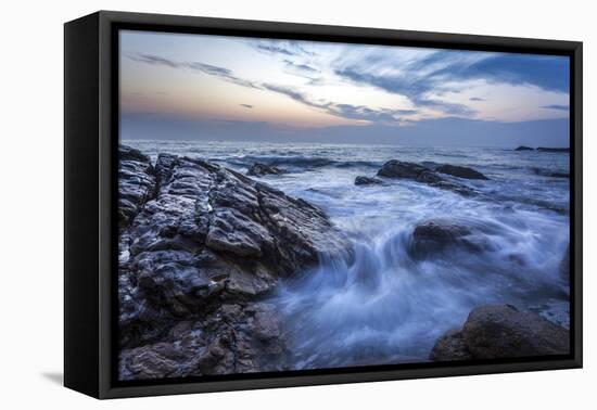 Long Exposure of Surf and Rocks at Sunrise, Tangalle, Sri Lanka, Indian Ocean, Asia-Charlie-Framed Stretched Canvas