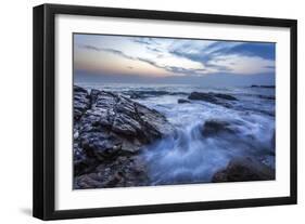 Long Exposure of Surf and Rocks at Sunrise, Tangalle, Sri Lanka, Indian Ocean, Asia-Charlie-Framed Photographic Print