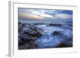 Long Exposure of Surf and Rocks at Sunrise, Tangalle, Sri Lanka, Indian Ocean, Asia-Charlie-Framed Photographic Print