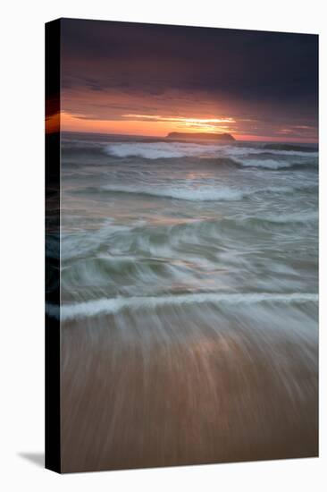 Long Exposure of the Sea on Mole Beach on Florianopolis Island at Sunrise-Alex Saberi-Stretched Canvas