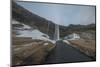 Long Exposure of the Seljalandsfoss on Iceland from the Small Wooden Jetty in Cloudy Weather-Niki Haselwanter-Mounted Photographic Print