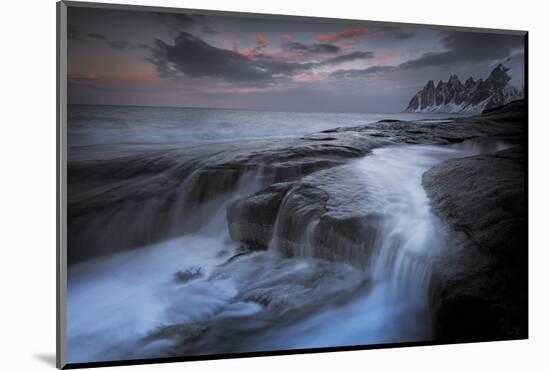 Long Exposure of Tidal Water Flowing Off Rocks-Benjamin Barthelemy-Mounted Photographic Print