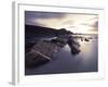 Long Exposure of Waves Moving over Rocks on Crackington Haven Beach at Sunset, Cornwall, England-Ian Egner-Framed Photographic Print