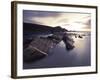 Long Exposure of Waves Moving over Rocks on Crackington Haven Beach at Sunset, Cornwall, England-Ian Egner-Framed Photographic Print