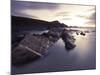 Long Exposure of Waves Moving over Rocks on Crackington Haven Beach at Sunset, Cornwall, England-Ian Egner-Mounted Photographic Print