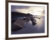 Long Exposure of Waves Moving over Rocks on Crackington Haven Beach at Sunset, Cornwall, England-Ian Egner-Framed Photographic Print