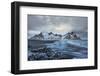 Long Exposure on Vestrahorn on Iceland with Gloomy Clouds Atmosphere and Water, Long Exposure-Niki Haselwanter-Framed Photographic Print