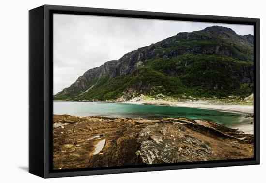 Long Exposure Panoramic Shot of the Beach Mjelle in Northern Norway-Lamarinx-Framed Stretched Canvas