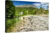 Long Exposure Shot of A Stream and A Mountain Peak in Northern Norway-Lamarinx-Stretched Canvas