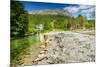 Long Exposure Shot of A Stream and A Mountain Peak in Northern Norway-Lamarinx-Mounted Photographic Print