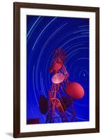 Long-exposure star trails behind a communications tower, Steptoe Butte, Washington State-Stuart Westmorland-Framed Photographic Print