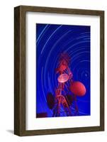 Long-exposure star trails behind a communications tower, Steptoe Butte, Washington State-Stuart Westmorland-Framed Photographic Print