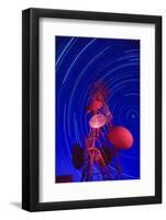 Long-exposure star trails behind a communications tower, Steptoe Butte, Washington State-Stuart Westmorland-Framed Photographic Print