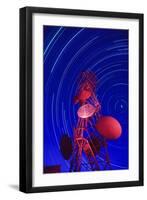 Long-exposure star trails behind a communications tower, Steptoe Butte, Washington State-Stuart Westmorland-Framed Premium Photographic Print