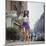 Long Hair Woman with short skirt, lace top and sandals walking up street in "New York Look" fashion-Vernon Merritt III-Mounted Photographic Print