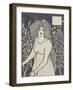 Long-haired Woman in Front of Tall Rosebushes-Aubrey Beardsley-Framed Premium Giclee Print