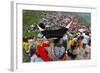 Long Horn Miao Girls in Traditional Costumes Celebrating Summer Festival-Bruno Morandi-Framed Photographic Print