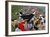 Long Horn Miao Girls in Traditional Costumes Celebrating Summer Festival-Bruno Morandi-Framed Photographic Print